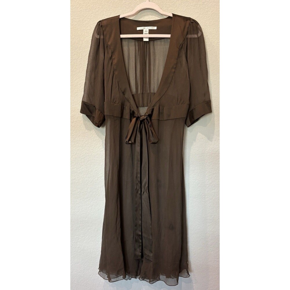 Diane Von Furstenberg Brown Silk Kimono Wrap Dress Women’s 2